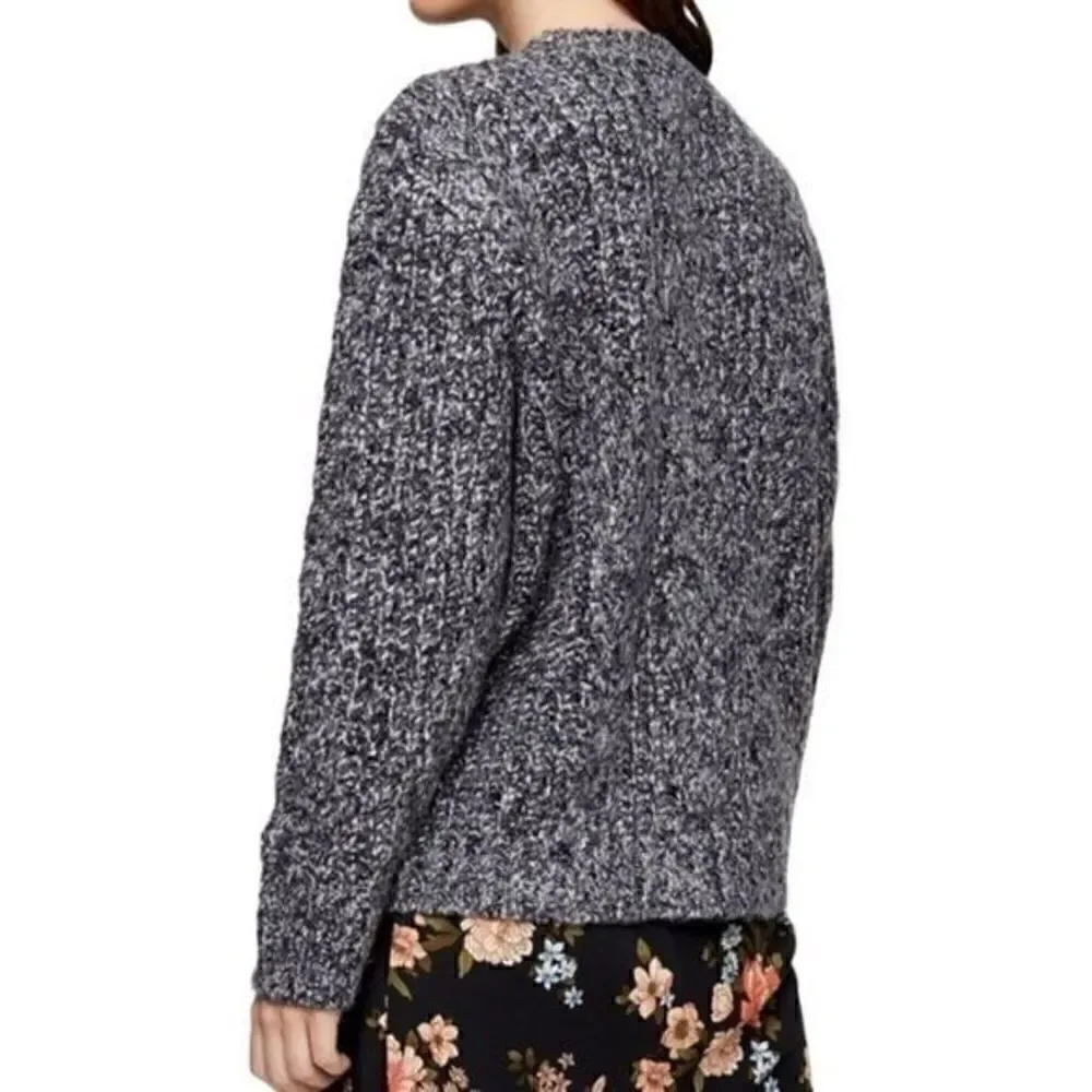 Topshop Black Multi Braided Cable Mock Neck Sweater Small